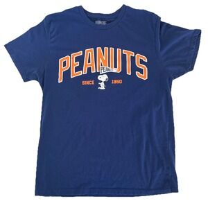 Peanuts Snoopy T-Shirt Men's Large Navy Blue Collegiate Graphic Since 1950 Good